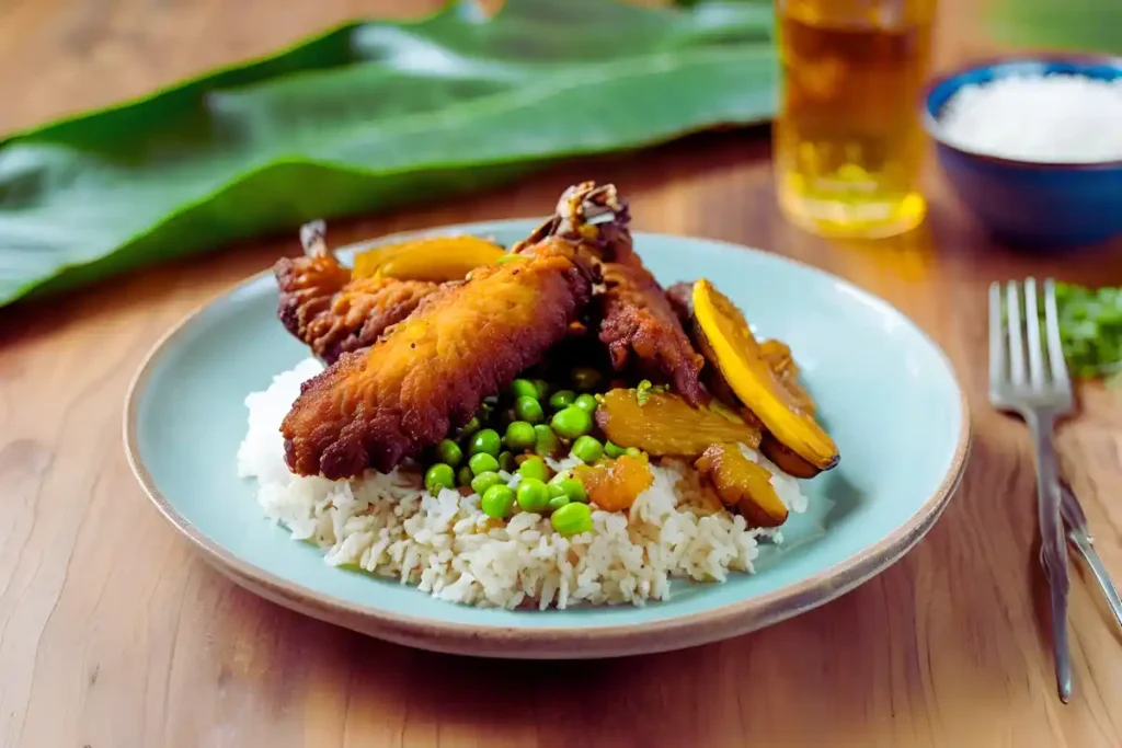 Jerk wings with Caribbean sides