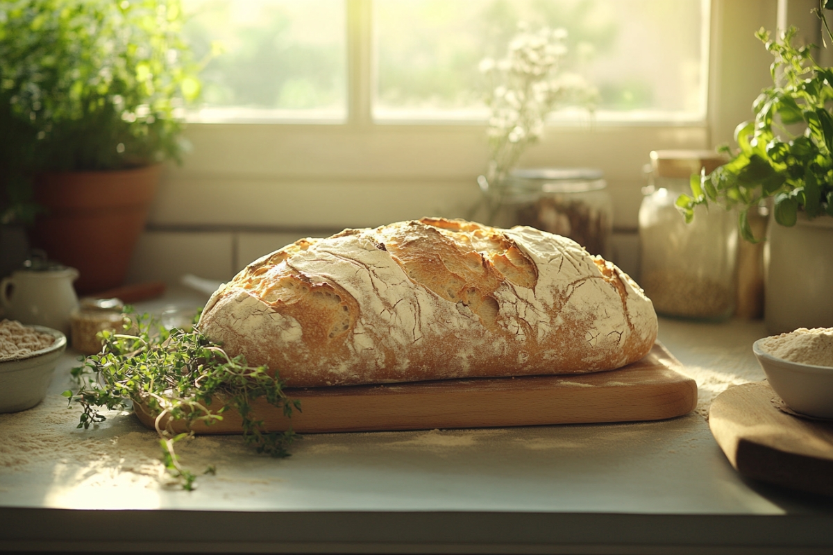 Rustic loaf of sourdough bread with gluten-free flour