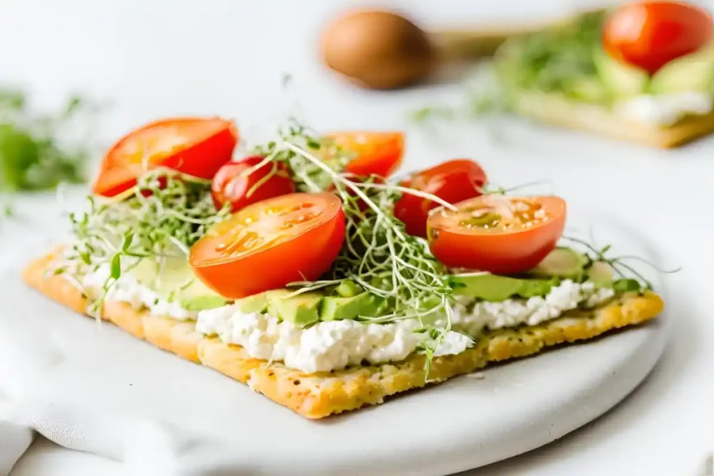 Flatbread with vegetables and protein