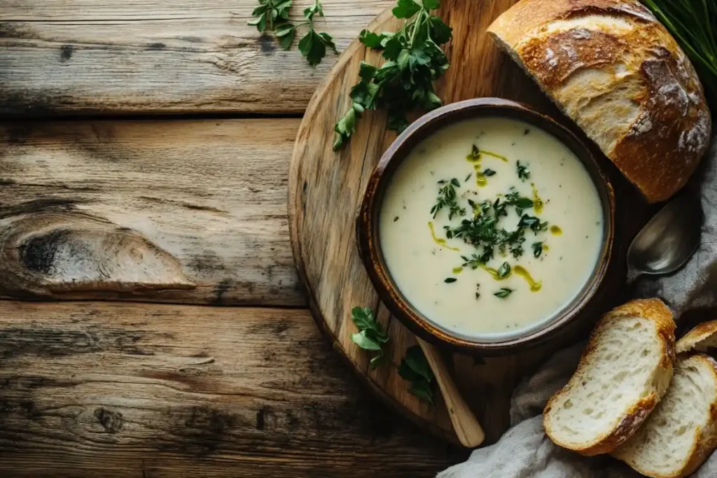 Sourdough bread bowl with soup