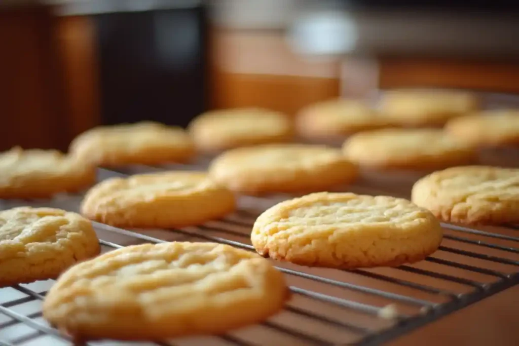 Simple sugar cookies cooling on rack