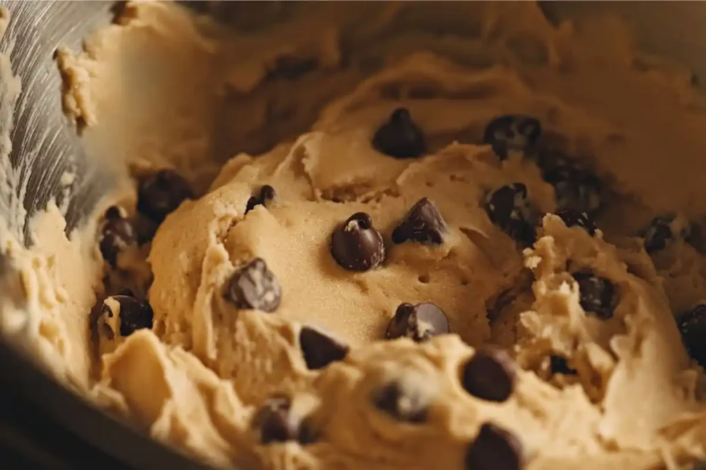 Soft Crumbl cookie dough in mixing bowl