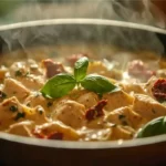 tie the knot chicken pasta in a skillet