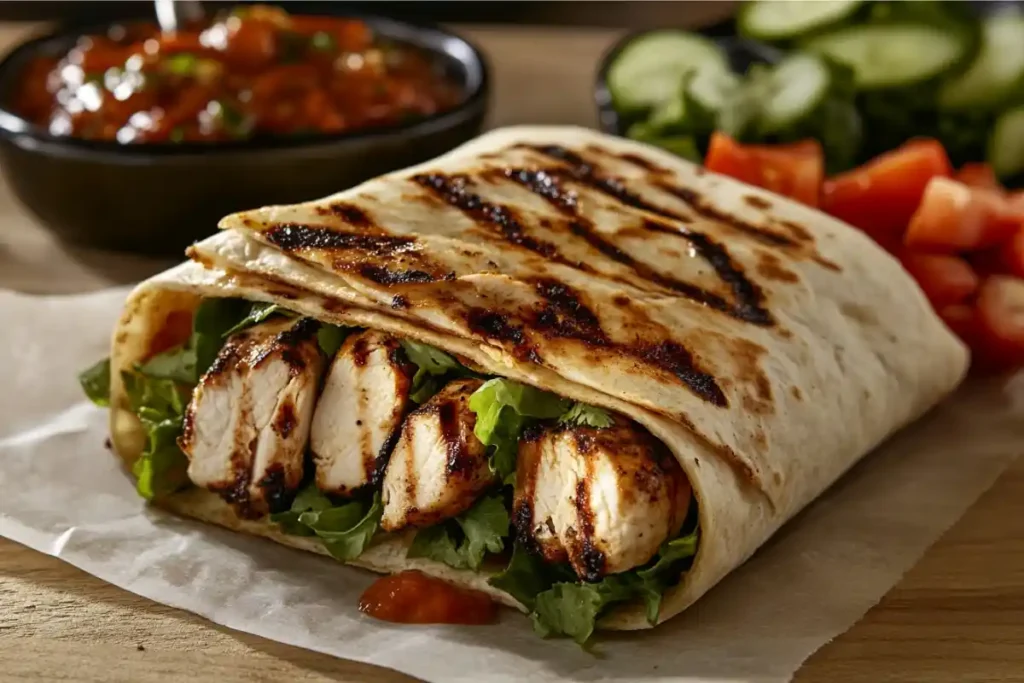 Flatbread Wrap with Grilled Chicken and Greens