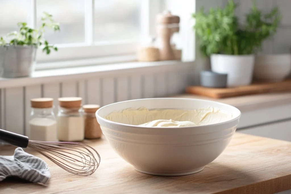 Mini pancake batter in a bowl