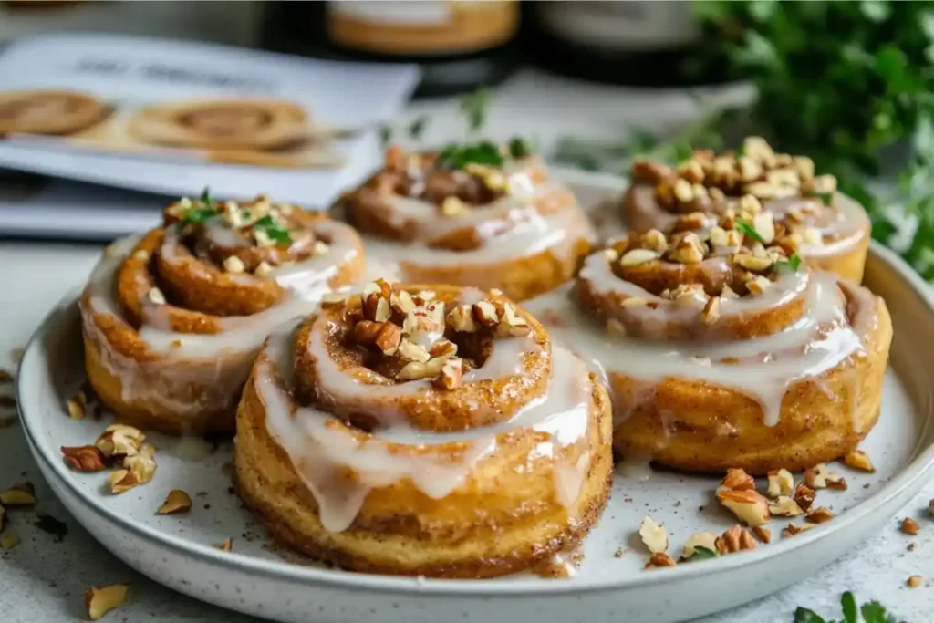 Vegan cinnamon rolls made with almond milk and crushed nuts